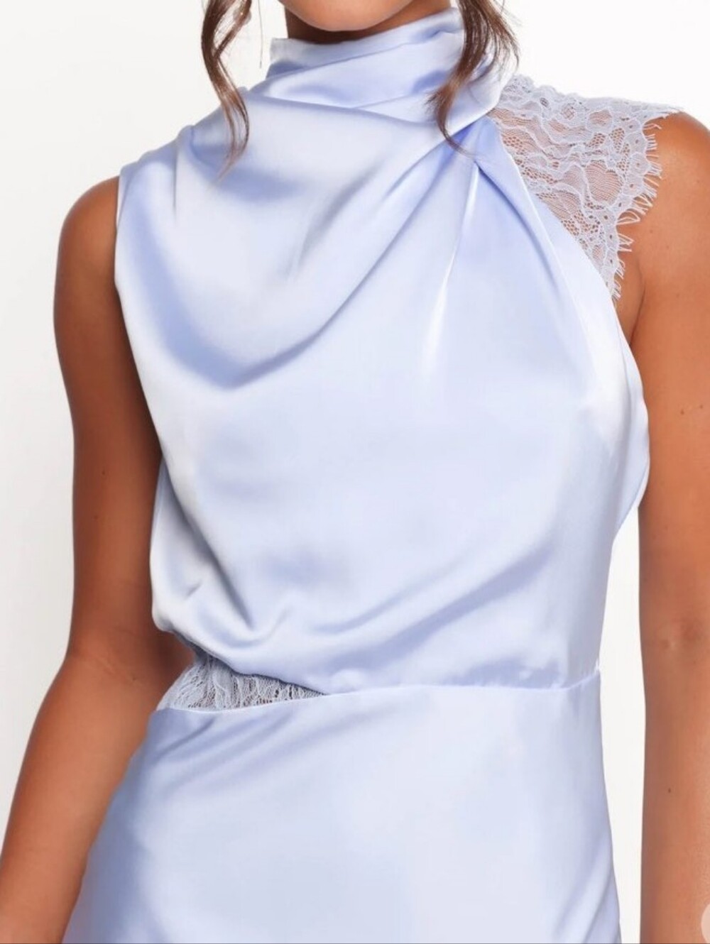 Anabelle Halter Neck Lace Maxi Dress - Baby Blue